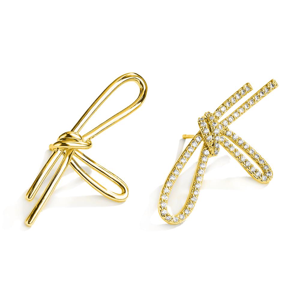 

Asymmetrical Bow Zircon Earrings - Women s Luxury Design