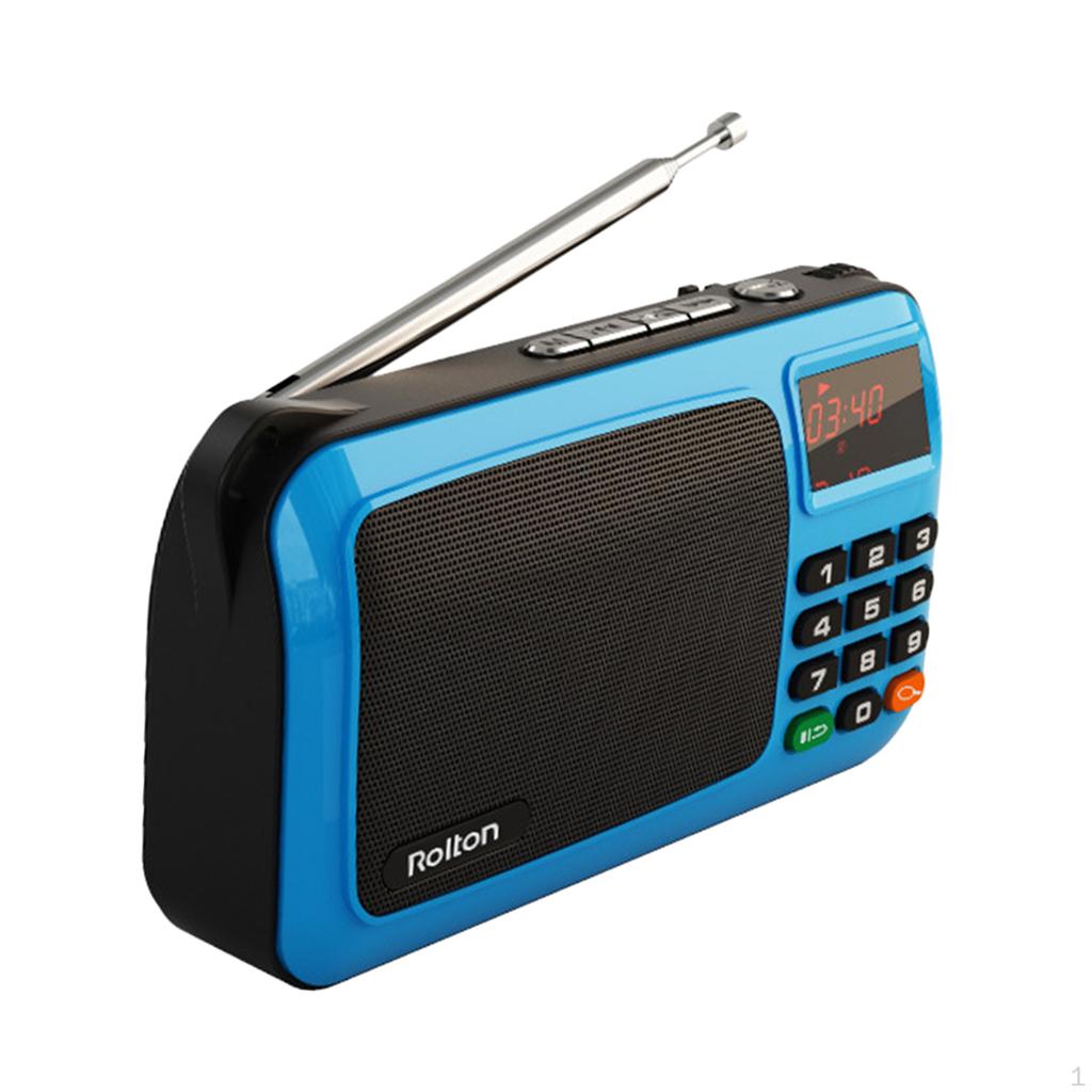 Radio MP3 Music Player with LED Display Rechargeable Headphone Function Emergency Flashlight