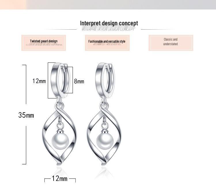 Chinese Style Pearl Twist Love Earrings: Long, Cute, Influencer-Inspired Dangle Jewelry