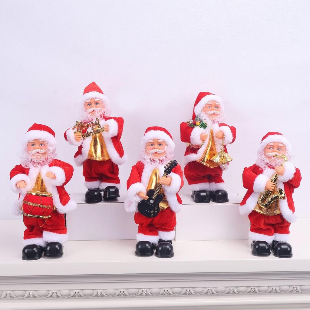 Claus Christmas Santa Toy With Music Playing Guitar Saxophone For Festive Decor