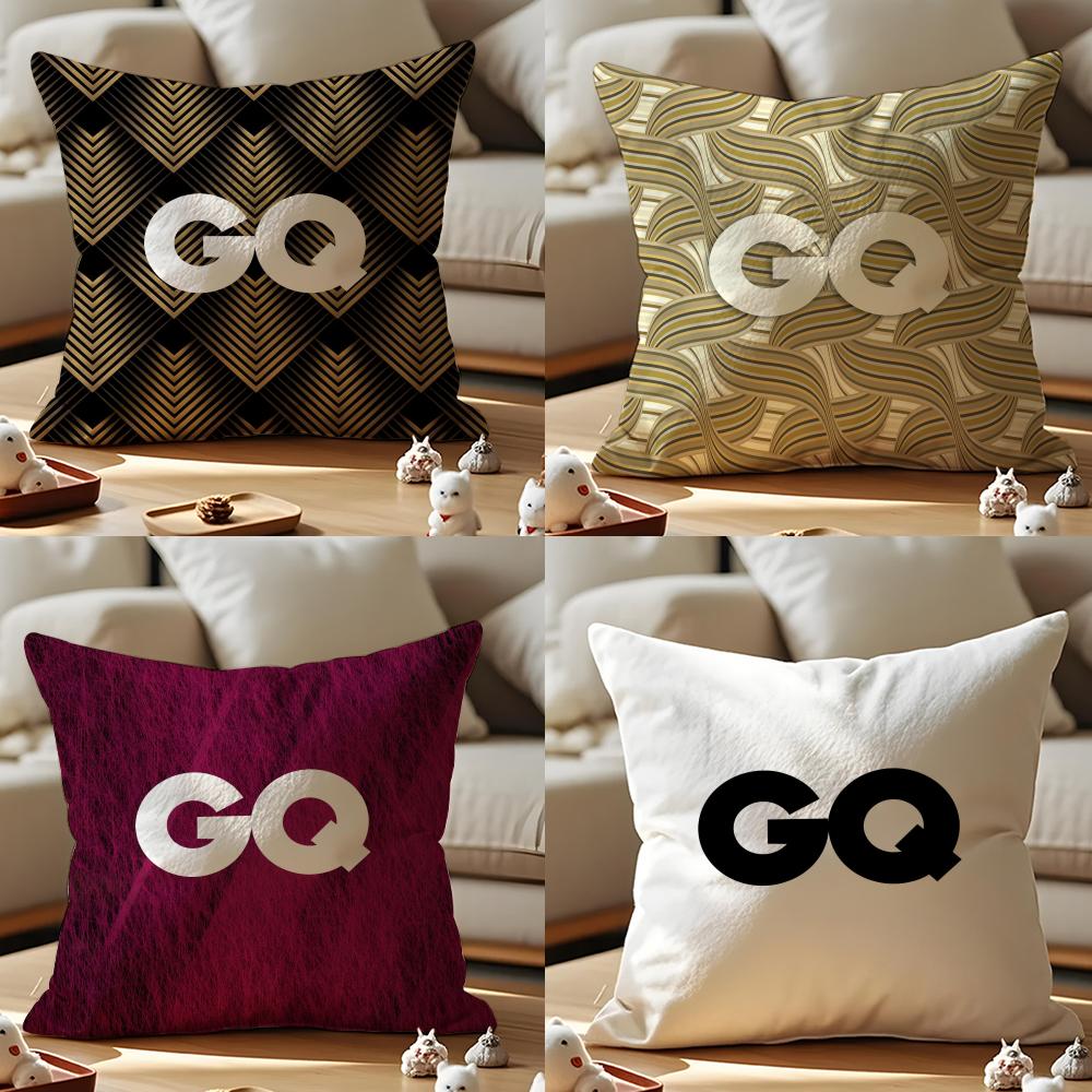 GQ Magazine Cushion Cover Anti-dustmite Pillowcase Invisible Zipper Silky Short Plush Sofa Cushion Cover