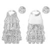 Kids Dance Leotard Halter Neck with Shiny Sequins Ruffles for Jazz Latin Performance Costume