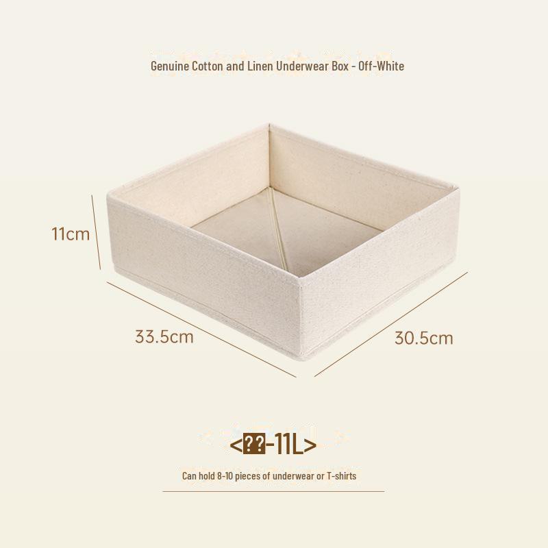 Tianshan Cotton & Linen Washable Storage Box for Bras, Underwear, Panties, and Socks