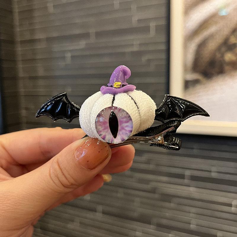 

Kids Halloween Hair Accessories: One-Eyed Pumpkin Bat Clip & Headband