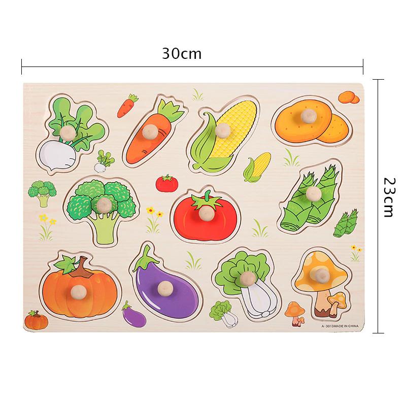 Children Wooden Puzzle Montessori Toys Cartoon Animal Traffic Hand Grab Boards Early Learning Educational Toy for Kids TMZ