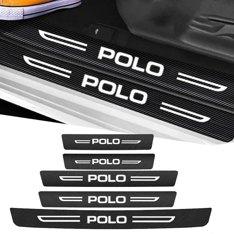 WGLRK1 Car Door Sill Protector Plate Rear Trunk Bumper Guard Threshold Sticker for Volkswagen VW POLO Logo 2024 2023 6R 9N MK5 2023