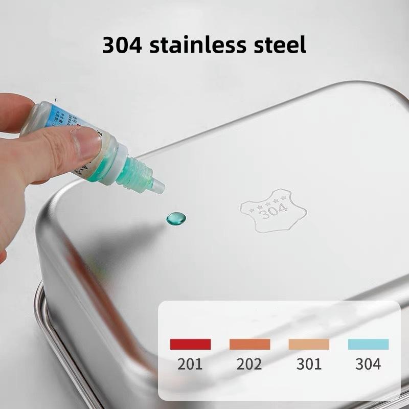 304 Edelstahl Bento Lunchbox mit Griff für Studenten Große Kapazität Quadratisch Versiegeltes Fach Lebensmittelaufbewahrungsbehälter