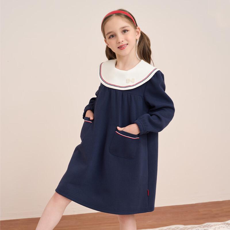 Girl s Long Sleeve Navy Collar Princess Dress 160