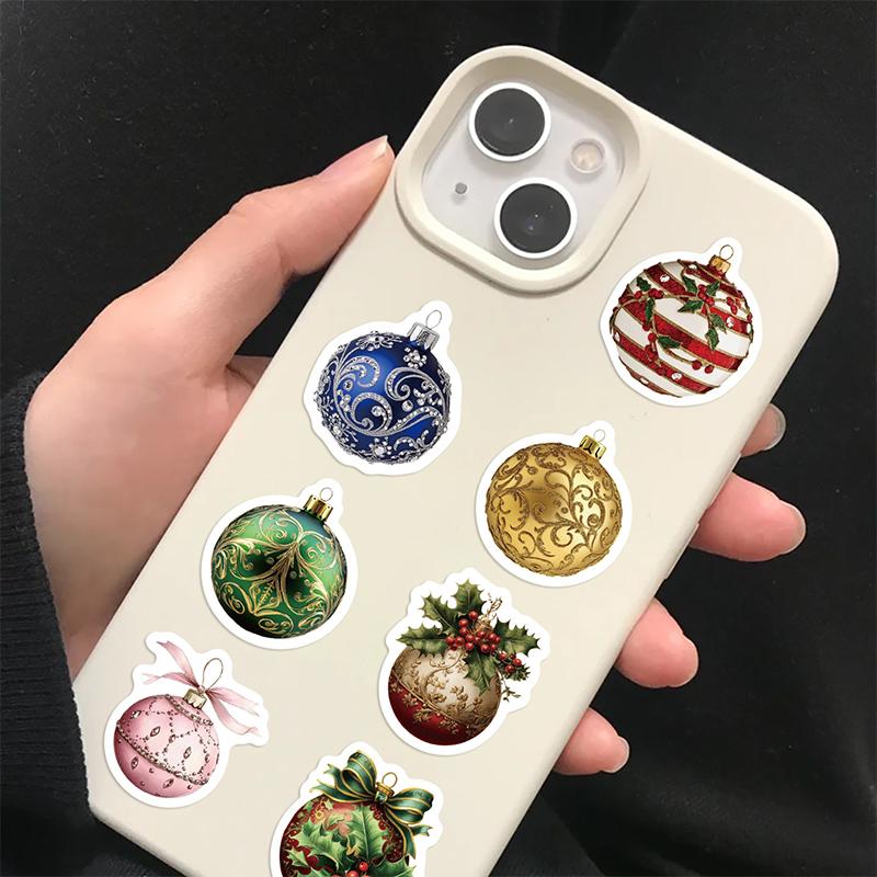 500PCS Christmas Stickers Roll Christmas Bell Round Stickers Christmas Ornament Roll Decals for Christmas Party Classroom Decor