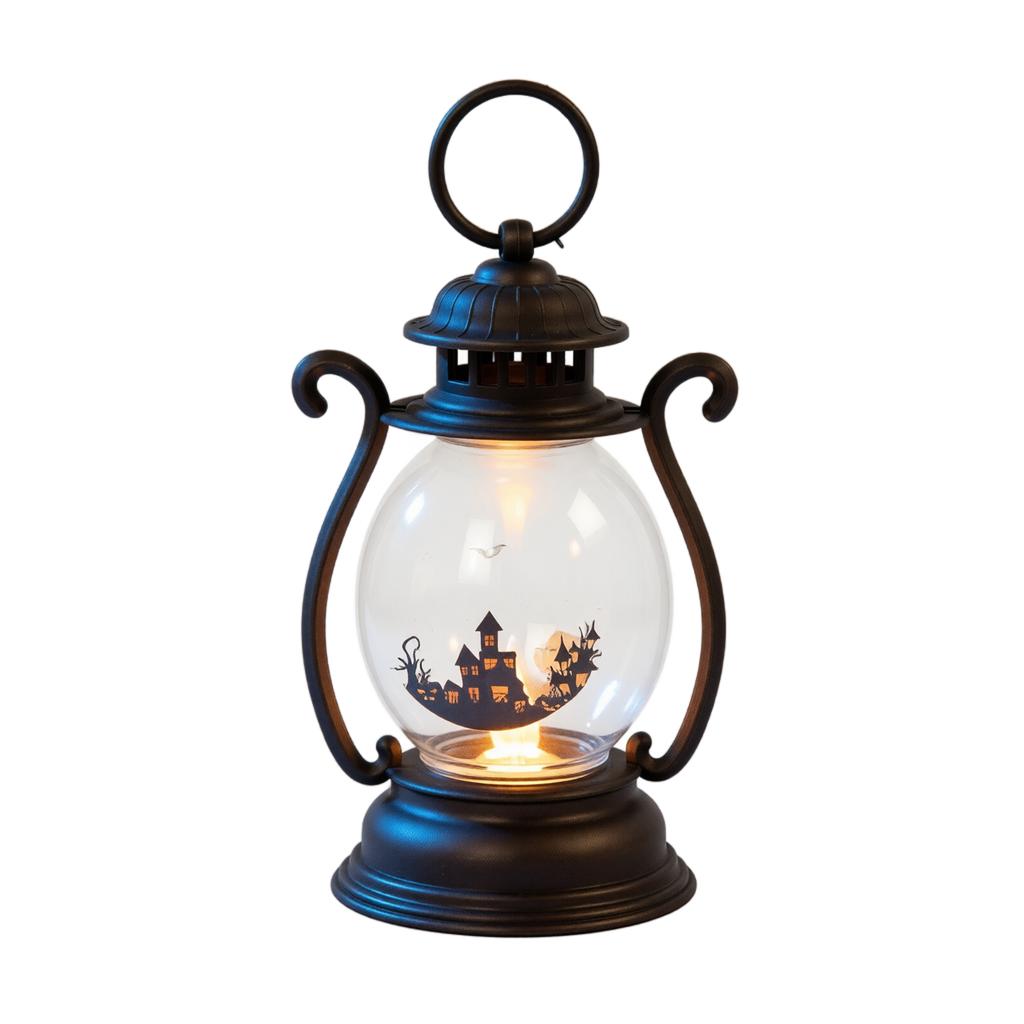 Vintage Oil for Halloween Decorations - Retro Antique Tabletop Lamp with Handle for Indoor Outdoor Use