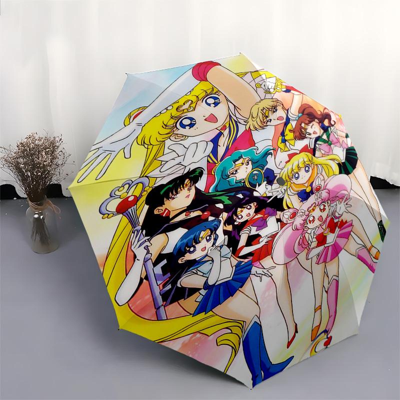 1pc Sailor Moon Umbrella Automatic Opening & Closing, Portable 3-Fold Design, 8-Bone Iron Frame, Outdoor Umbrella, Ideal Gift for Fans, Travelers, Dai