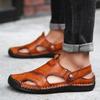 Men's Fashion Casual Shoes Genuine Leather Sandals Outdoor Flat Shoes Beach Sandals Breathable Loafers Plus Size 38-48
