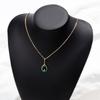 Green artificial crystal necklace, elegant ladies accessories for autumn and winter, water drop retro niche high-end sweater chain