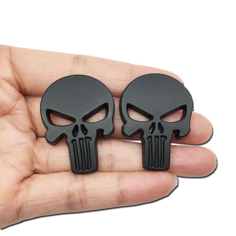 2 PEZZI Stile Auto Adesivi Metallici 3D Emblema Teschio Decalcomania Badge Auto Impermeabile Adesivo Auto Rosso Nero Argento