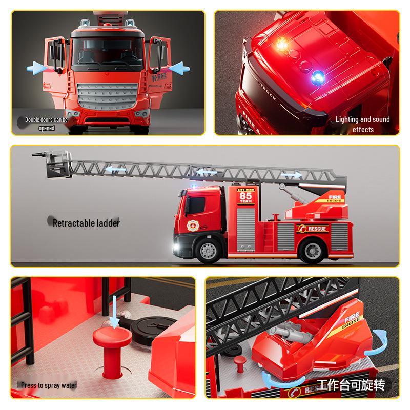 Children's Large Firefighter Truck Toy: Water-Spraying Alloy Model for Boys & Girls