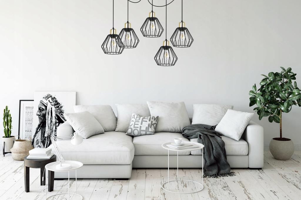 Hanging Lamp, Ceiling Chandelier, Wire Shade, Led