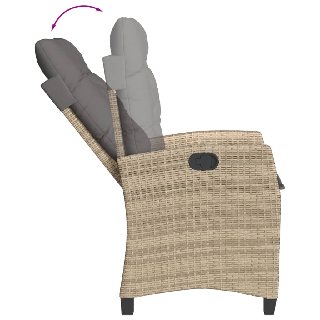 Vidaxl 3-Cz. Garden Furniture Set With Cushions, Beige, Poly Rattan