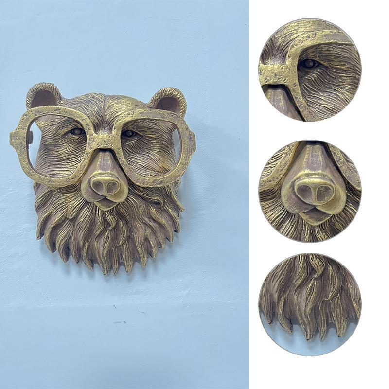 3D Animal Head Wall Mounted Resin Decor Ornament Hanging Sculpture Rabbit Deer Bear