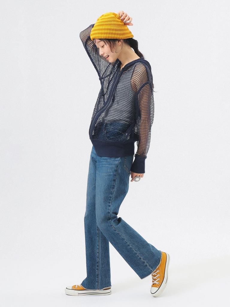 [BEAMS BOY] L/S TEE Big Mesh Hoodie Women's NAVY ONE SIZE