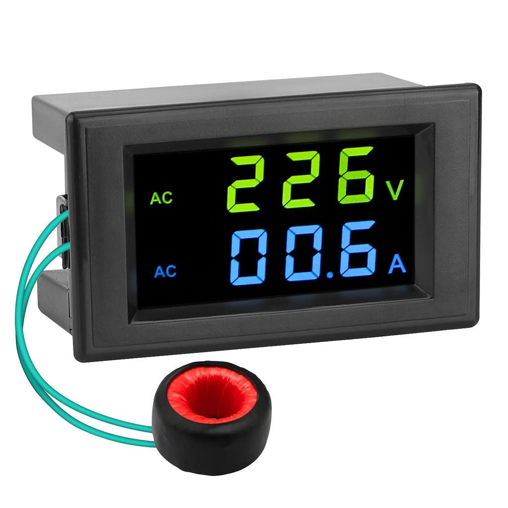 DROK Digital Multimeter with LCD AC Meter 100A Current Sensor Digital Voltage Amplifier Monitor Panel 2-in-1 Screen, Voltmeter/Ammeter, 80-300V