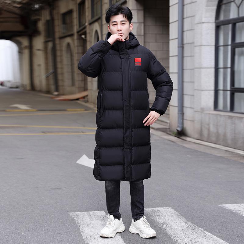 Unisex Long Winter Knee-High Coat, Couples' Cotton Jacket, Mid-Length Thickened School Uniform Style, Warm Quilt for Students.