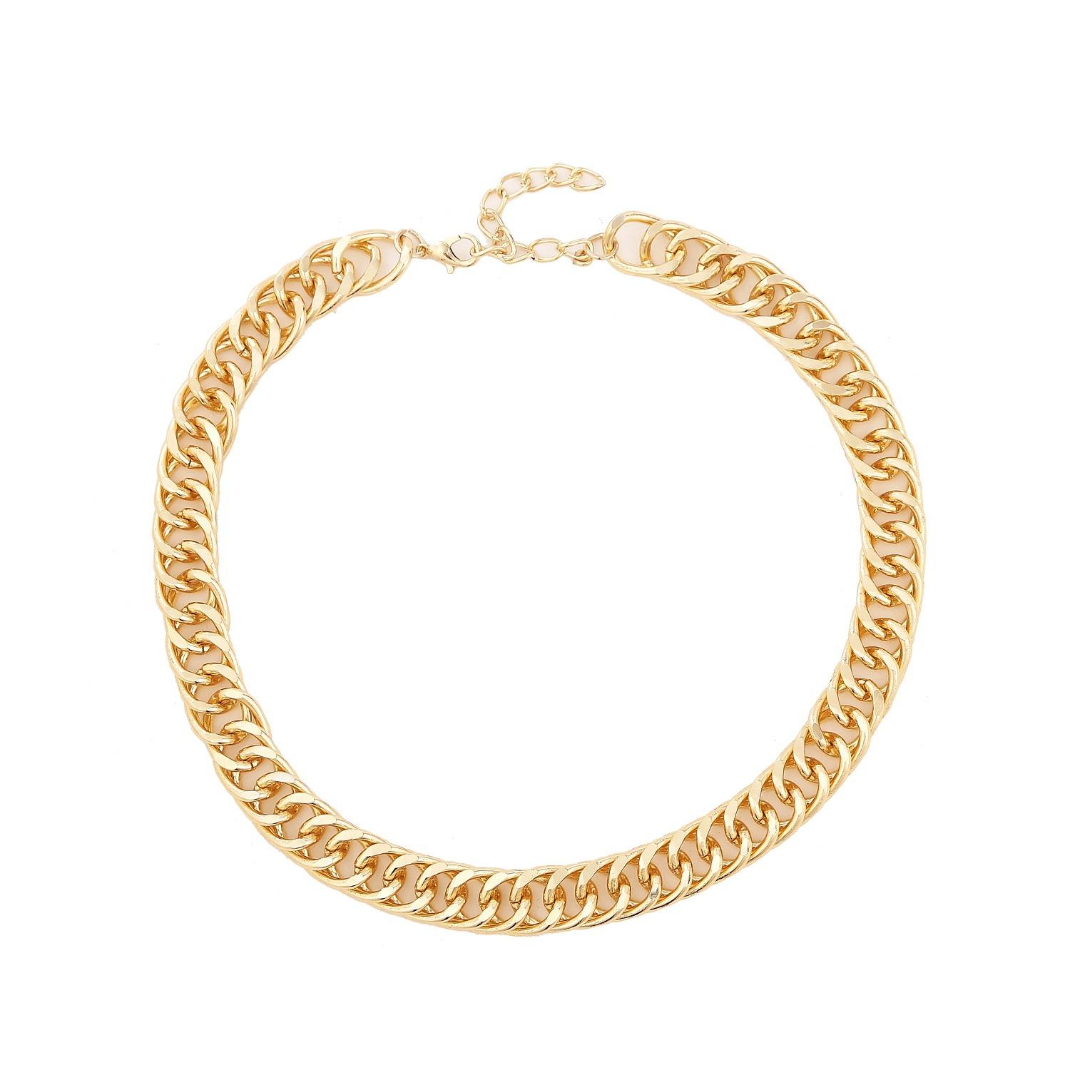 

Ожерелье для женщин Модное простое золото и серебро двухцветное алюминиевое цепное замковое ретро-трендовое преувеличенное ожерелье Ins Ювелирные изделия Элегантное ожерелье