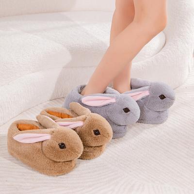 Fashion Cute Rabbit Slippers Women Cartoon Bunny Shoes Warm Faux Fur Soft Sole Girls Indoor Home Floor Slipper Funny House Footwear