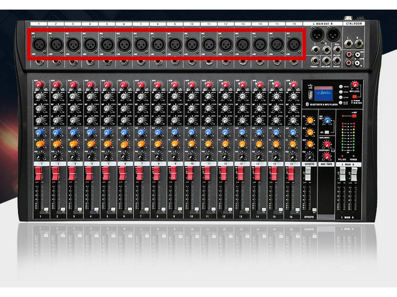 16-Channel Professional Karaoke Mixer with USB, Bluetooth, and Reverberation Effects for Stage Performance Monitoring