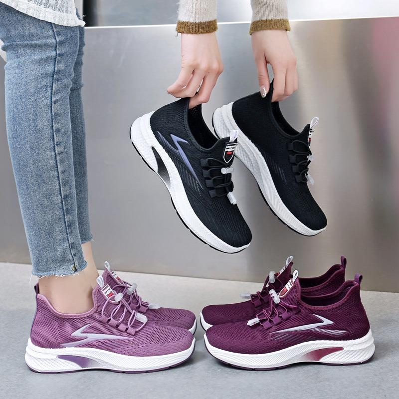 Shoes Women's Spring New Women's Shoes Casual Mother Shoes Fly-woven Shoes Soft-soled Comfortable Sports Shoes Women