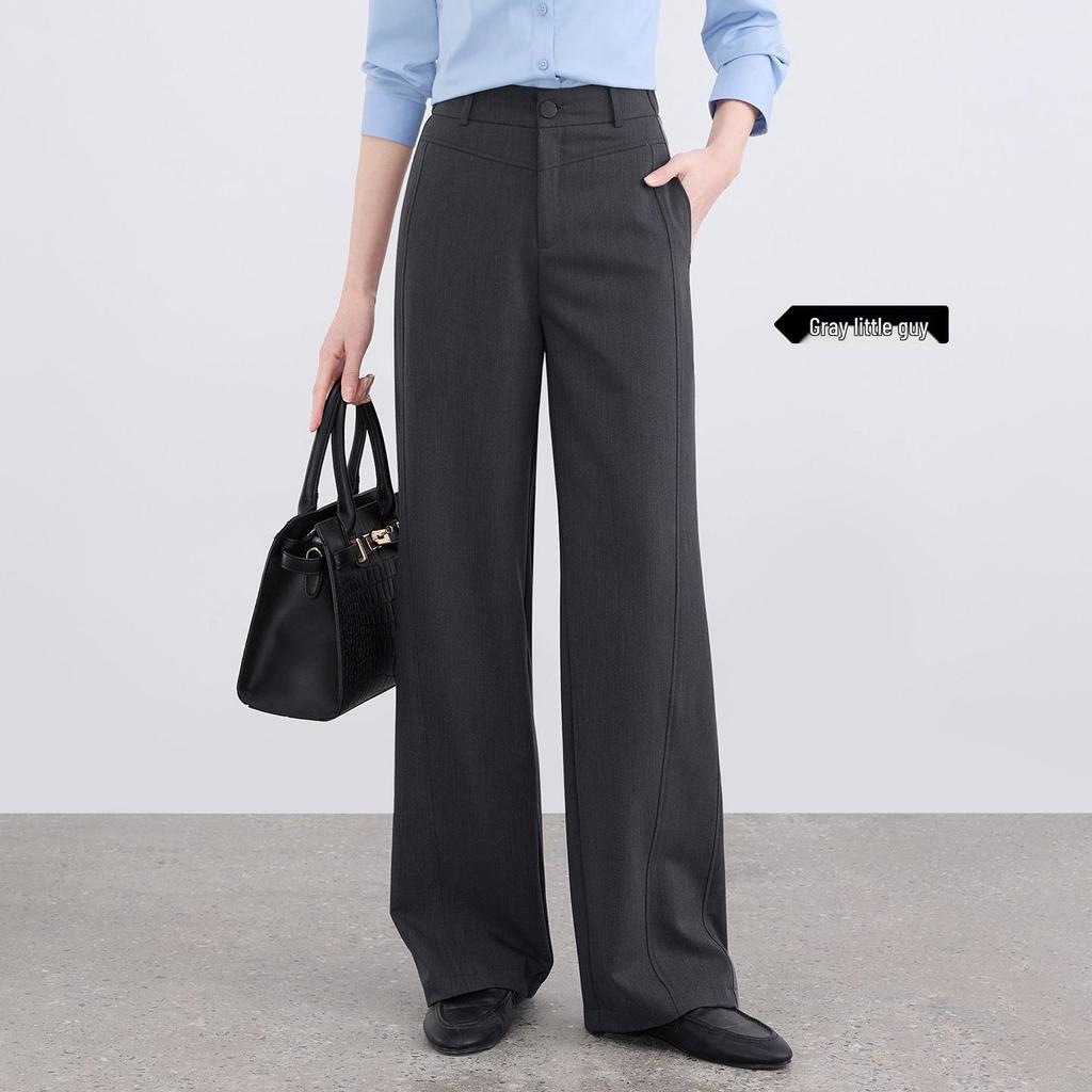 2026 Women's Slimming Wide-Leg Pants: Petite, Nine-Tenths Length, Straight, Loose Casual Fit for Spring and Summer