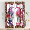 2PCS Leopard Print Heart-shaped Gnome Curtains   Sweet and Cool Style   Bedroom and Living Room   Decorative with Drawbar Pockets