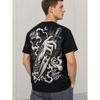Men's Black Short Sleeve Crew Neck T-Shirt with Edgy Dagger Hand Graphic Print, Soft Cotton Feel, Relaxed Fit for Streetwear Daily Wear
