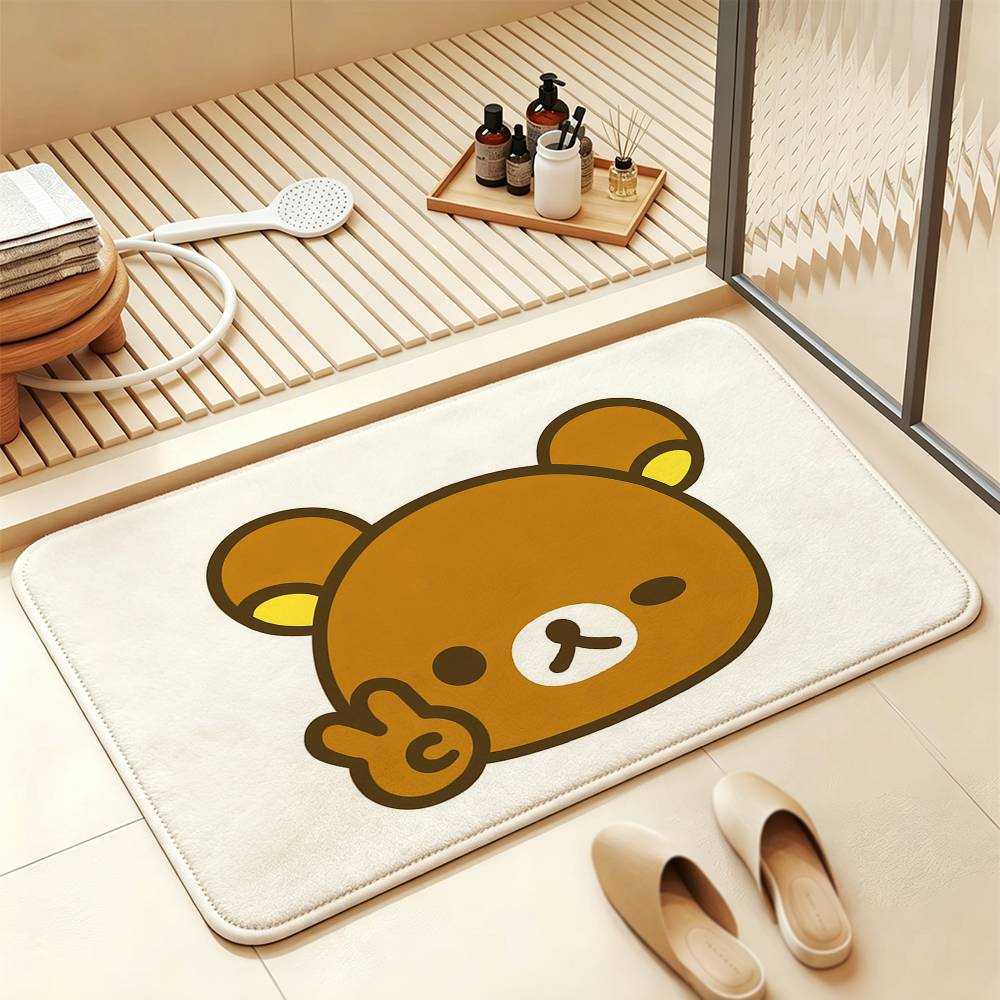 So Lovely R-Rilakkuma-S bear Anti‑Slip Floor Mat Short Plush Rug mat Soft Comfortable Machine Washable Home Decor