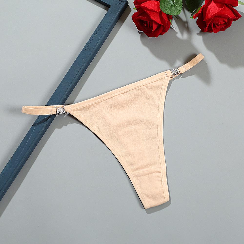 Sexy Rhinestone Women's Thong: Solid Color, Comfortable Breathable Seamless Pure Cotton Panties