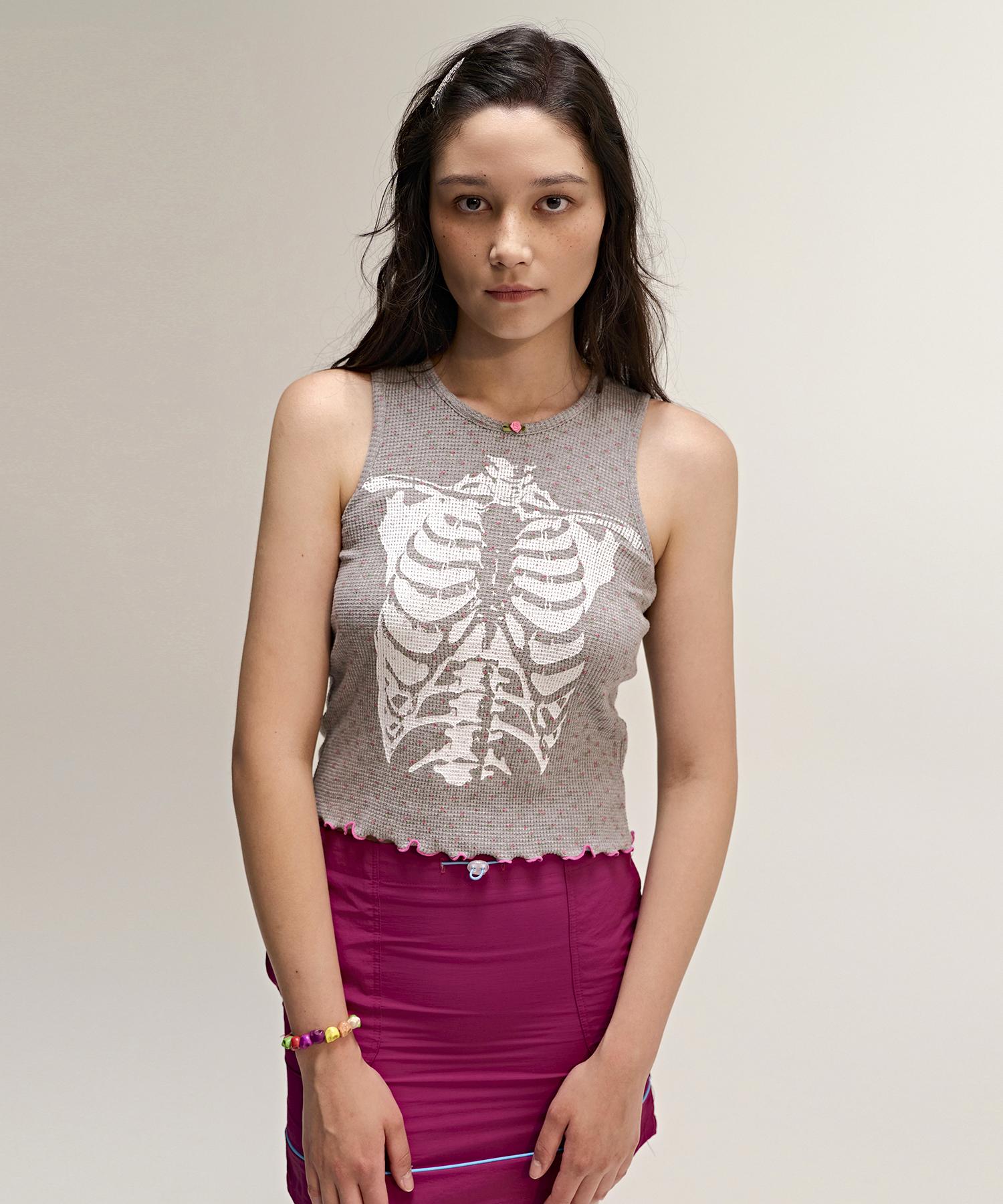 Minimal Fair Floral Bone Sleeveless Gray Free
