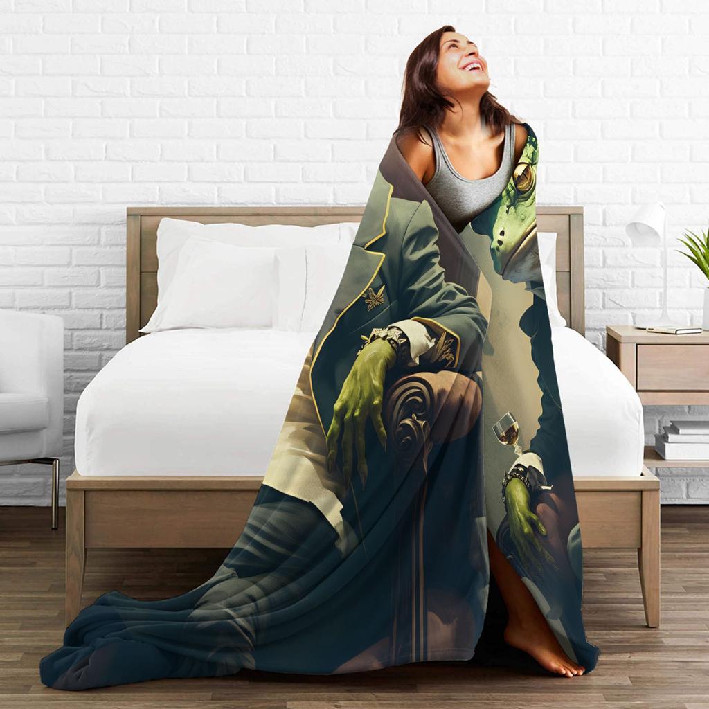 Super Soft BlanketsBoy Girl Picnic Gentleman Frog Bedding Throws Flannel Bedspread For Home Decor Graphic Sofa Bed Cover