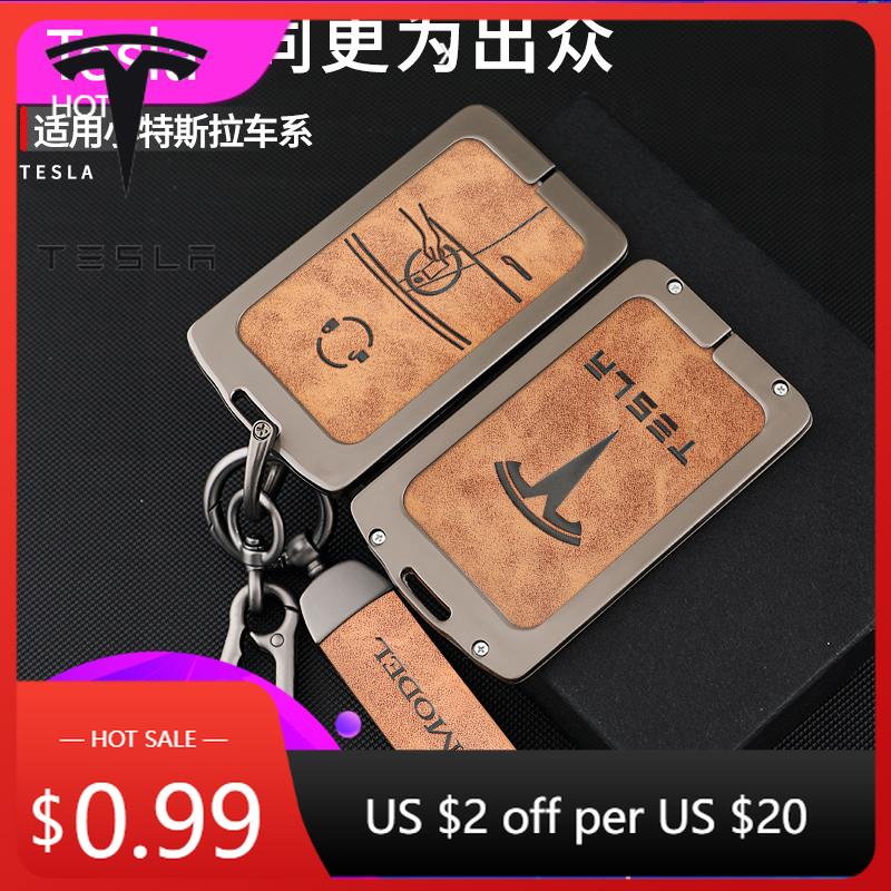 Car Sticker 2025 New Tesla Metal Car NFC Card Key Case Cover Key Bag Shell Holder Protector For Tesla Model 3 Model Y 2020 Keych