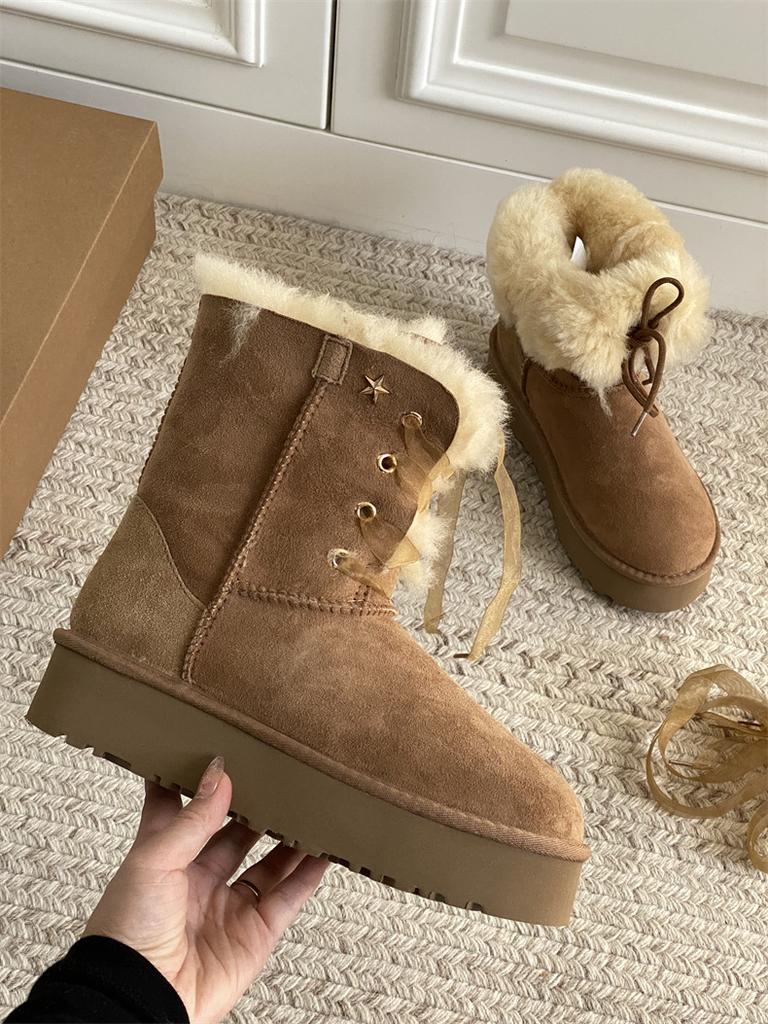 Henan Sangpo snow boots women's winter new fur integrated medium tube thick sole piled thickened warm wool cotton shoes