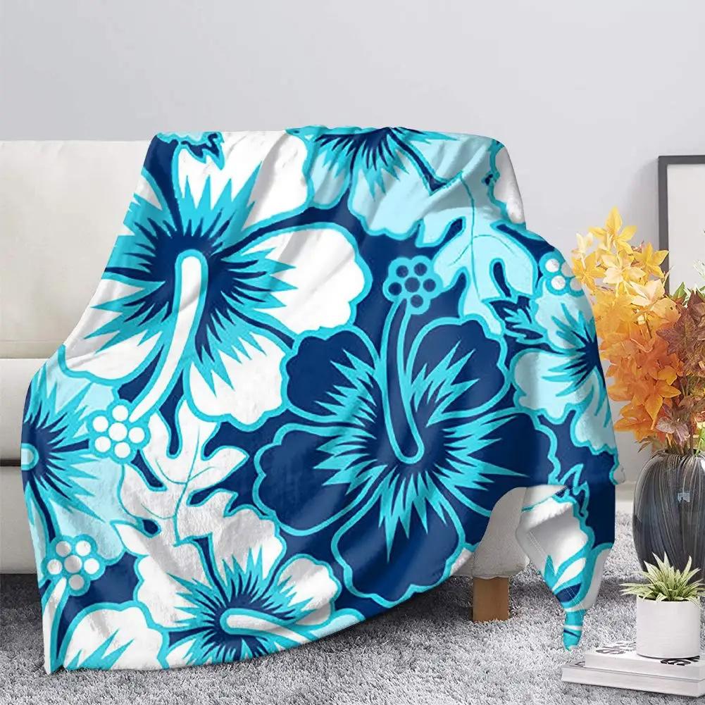 Guam Flower Hibiscus Decal Blanket Soft Warm Miniature Sherpa Flannel Blanket Blanket