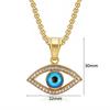 Turkish Blue Evil Eye Pendant Necklaces Female Gold Color Stainless Steel CZ Amulet Charm Necklace For Women Men Jewelry Gift
