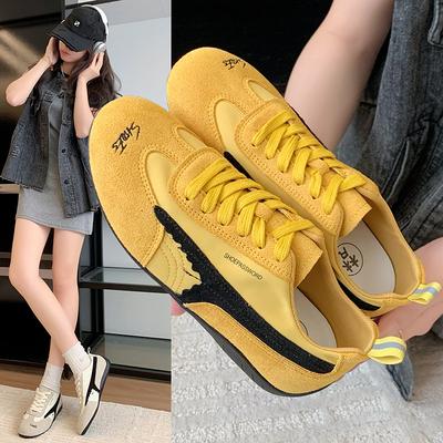 Flat-bottomed Dexun Shoes Women's Shoes 2025 New Spring and Summer Versatile Casual Sports Shoes Popular Yellow Board Shoes Beige