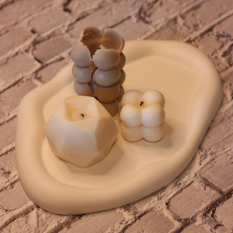1 PCS 3D Diy Cloud Shape Resin Tray Silicone Mold Asymmetrical Oval Design Great For Jewelry Storage Aroma Plaster Candle Mould