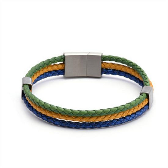 Stainless Steel National Flag Bracelet: 2022 Qatar World Cup Titanium Magnetic Leather Bracelet