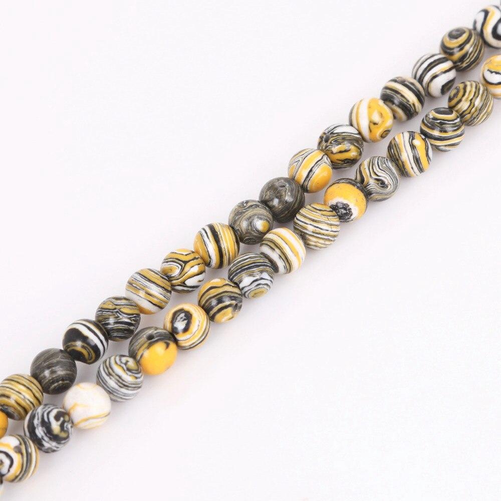1strand 4/6/8/10/12mm Natural Stone Beads Yellow Stripes Malachite Druzy Crystal Quartz Beaded Birthstone DIY Fashion Jewelry