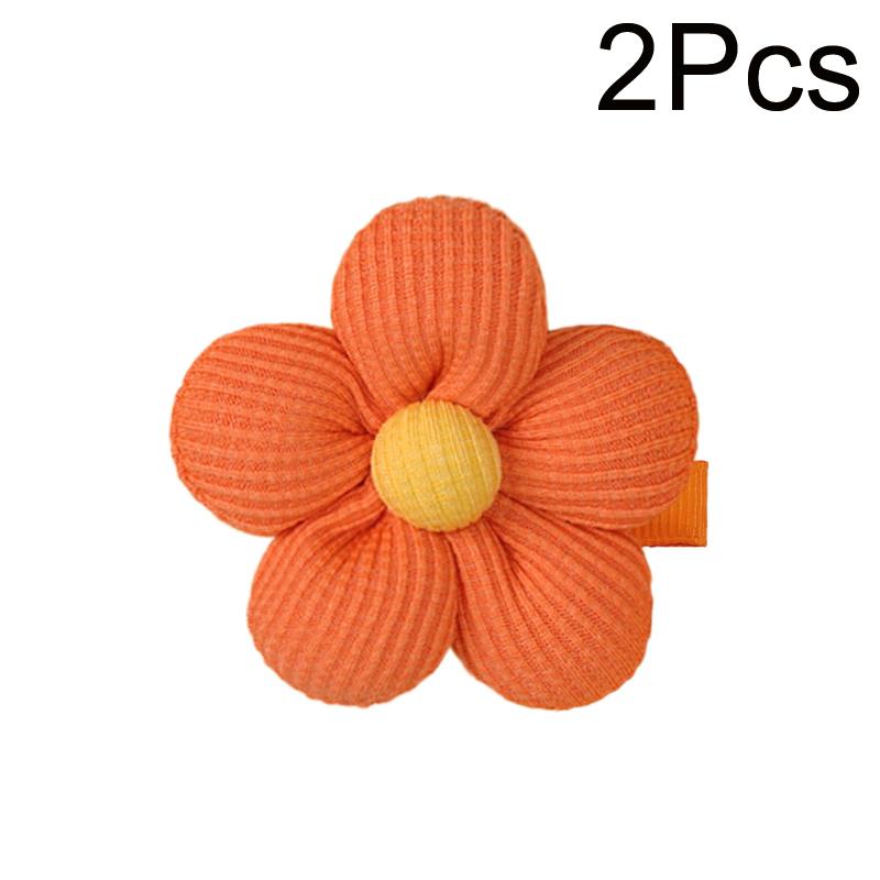 

Набор из 2 шт. 3D хлопковых цветочных заколок для волос для девочек 3+ и взрослых, полузакрытые зажимы-аллигаторы, аксессуары для волос, подарки для вечеринок оранжевый