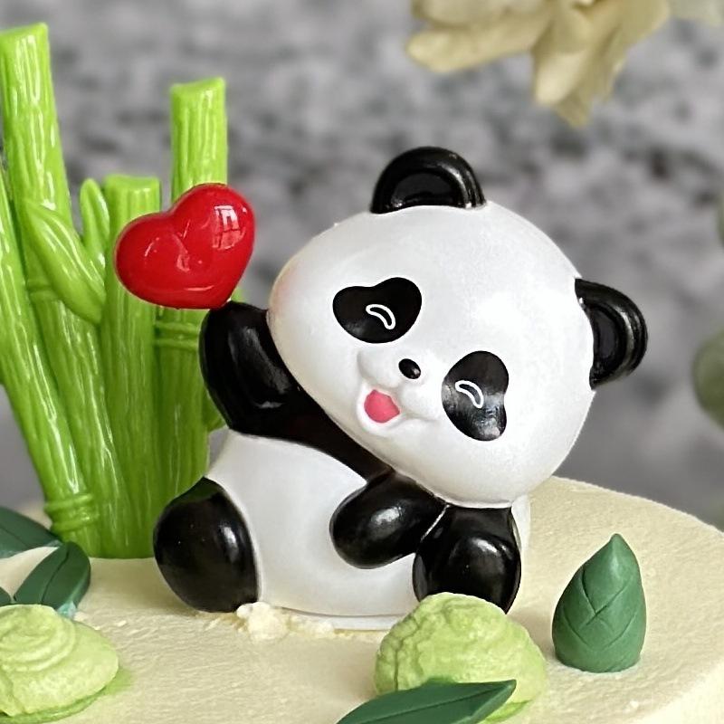 Adorable Panda Cake Decor - Cute Mori Style Bamboo Animal Birthday Ornaments for Kids