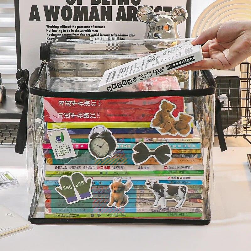 Große Kapazität Transparent Faltbar Buch&Bleistift Staubdicht Feuchtigkeitsdicht Tasche Schulsachen Organisieren Handgehaltene Aufbewahrung