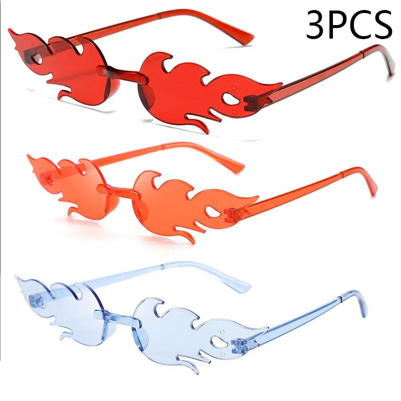 Flame Sunglasses Rimless Colorful Ball Party Candy Hip-hop Fruit One-piece Glasses Stylish Unique Fashion