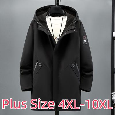 Wiosenno-jesienna męska wiatrówka średniej długości Plus Size Odzież robocza Kurtka wiatrówka z dużą kieszenią 4XL-10XL