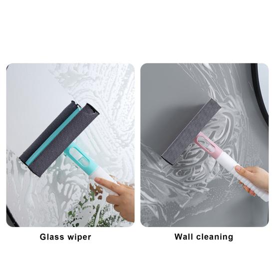 Stěrka na sklo s rozprašovačem vody Protiskluzová rukojeť Design Závěsné skladování Multifunkční čistič 3 v 1 Oboustranný kartáč Škrabka